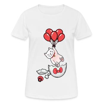 Chat Naissance Coquille D’oeuf Ballons Enfants Bébé - T-shirt respirant Femme - blanc - Devant - AI Model Female 172 dark (172cm)