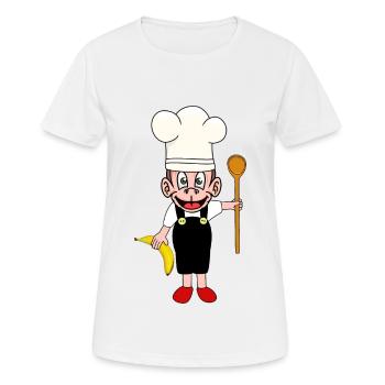 Affe Bananen Küche Kochkunst Hobbykoch Affen - Frauen T-Shirt atmungsaktiv - Weiß - Vorne - AI Model Female 172 dark (172cm)