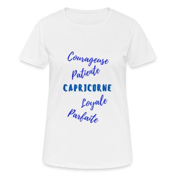 Tee shirt capricorne - T-shirt respirant Femme - blanc - Devant - AI Model Female 172 dark (172cm)
