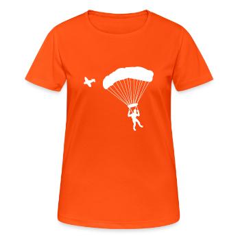 Parachute parachutiste - T-shirt respirant Femme - orange néon - Devant - AI Model Female 172 dark (172cm)