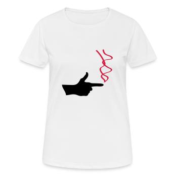 fingergun 2c - Frauen T-Shirt atmungsaktiv - Weiß - Vorne - AI Model Female 172 dark (172cm)