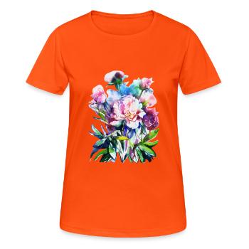 Watercolor PEONIES Flowers flower peony - Women's Breathable T-Shirt - neon orange - Front - AI Model Female 172 dark (172cm)