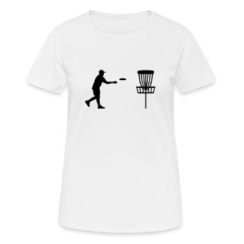 Disc golf - Frauen T-Shirt atmungsaktiv - Weiß - Vorne - AI Model Female 172 dark (172cm)