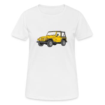 Jeep 4WD 4 x 4 Off Road Off-Road Offroad 4x4 - Frauen T-Shirt atmungsaktiv - Weiß - Vorne - AI Model Female 172 dark (172cm)