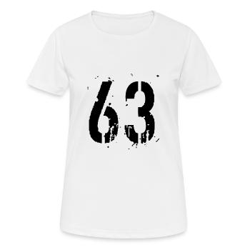 Nummer 63 - Frauen T-Shirt atmungsaktiv - Weiß - Vorne - AI Model Female 172 dark (172cm)