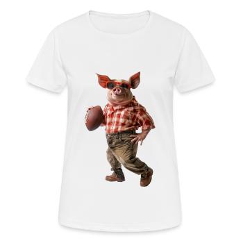 Schweine Fußball - Frauen T-Shirt atmungsaktiv - Weiß - Vorne - AI Model Female 172 dark (172cm)