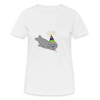 B-day seal - Women's Breathable T-Shirt - white - Front - AI Model Female 172 dark (172cm)