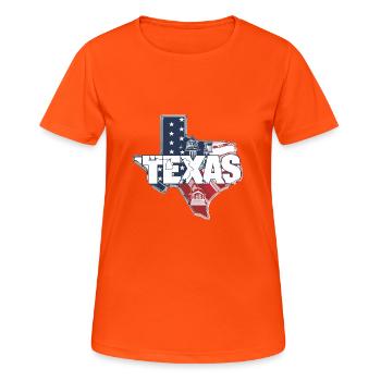 Stolze texanische Ikone - Flagge und Kapitol - Frauen T-Shirt atmungsaktiv - Neonorange - Vorne - AI Model Female 172 dark (172cm)