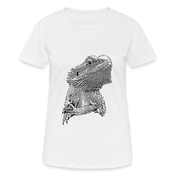 Bande dessinée illustration de motif de lézard dragon barbu - T-shirt respirant Femme - blanc - Devant - AI Model Female 172 dark (172cm)