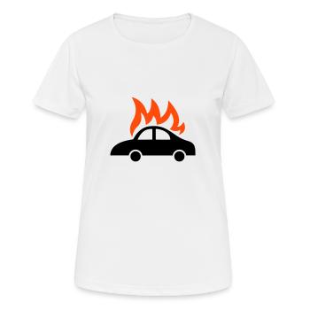 burning car - Women's Breathable T-Shirt - white - Front - AI Model Female 172 dark (172cm)