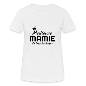 Mamie / Mamy / Grand Mère / Famille / Mémé - T-shirt respirant Femme - blanc - Devant - AI Model Female 172 dark (172cm)