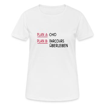 Springreiten - Frauen T-Shirt atmungsaktiv - Weiß - Vorne - AI Model Female 172 dark (172cm)