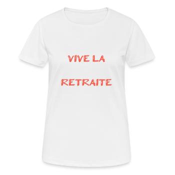RETRAITE. RETRAITE. RETRAITEE. RETRAITE - T-shirt respirant Femme - blanc - Devant - AI Model Female 172 dark (172cm)