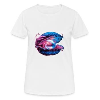 Muschel mit einer Perle für einen Strandmuschel - Frauen T-Shirt atmungsaktiv - Weiß - Vorne - AI Model Female 172 dark (172cm)