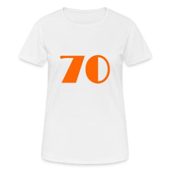 70. 70 ANS. 70e ANNIVERSAIRE. ANNIVERSAIRE 70 ANS. - T-shirt respirant Femme - blanc - Devant - AI Model Female 172 dark (172cm)