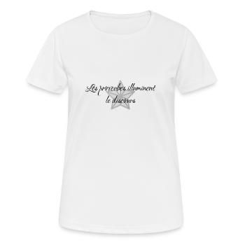 les proverbes illuminent le discours - T-shirt respirant Femme - blanc - Devant - AI Model Female 172 dark (172cm)