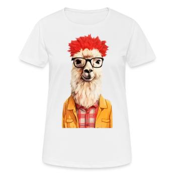Hipster lama #lama - Women's Breathable T-Shirt - white - Front - AI Model Female 172 dark (172cm)
