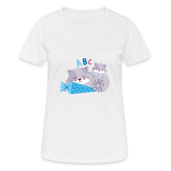 Chaton avec cône d’école inscription à l’école - T-shirt respirant Femme - blanc - Devant - AI Model Female 172 dark (172cm)