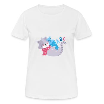 Chat avec cône d’école inscription à l’école - T-shirt respirant Femme - blanc - Devant - AI Model Female 172 dark (172cm)