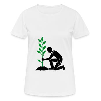 Einpflanzen Umwelt - Frauen T-Shirt atmungsaktiv - Weiß - Vorne - AI Model Female 172 dark (172cm)