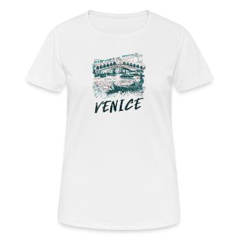 Pont Rialto de Venise, grand canal et gondoles - T-shirt respirant Femme - blanc - Devant - AI Model Female 172 dark (172cm)