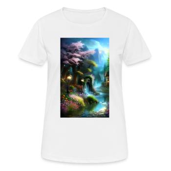 Chalet fantastique éthéré dans la nature - T-shirt respirant Femme - blanc - Devant - AI Model Female 172 dark (172cm)