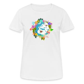 Globe terrestre fleurs - T-shirt respirant Femme - blanc - Devant - AI Model Female 172 dark (172cm)