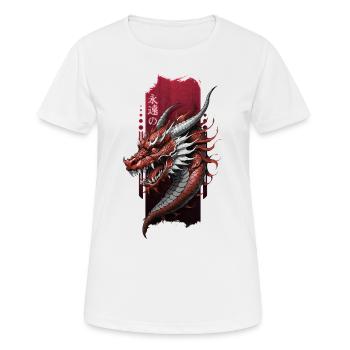 Ewiger Wächter: Chinesischer Drache inmitten des "Ewigen" - Frauen T-Shirt atmungsaktiv - Weiß - Vorne - AI Model Female 172 dark (172cm)