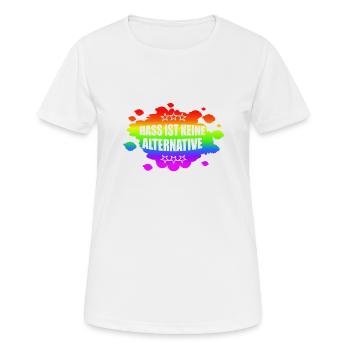 AfD stoppen gegen rechts Demokratie verteidigen - Frauen T-Shirt atmungsaktiv - Weiß - Vorne - AI Model Female 172 dark (172cm)