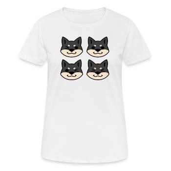Four Black and Tan Shibas - Women's Breathable T-Shirt - white - Front - AI Model Female 172 dark (172cm)