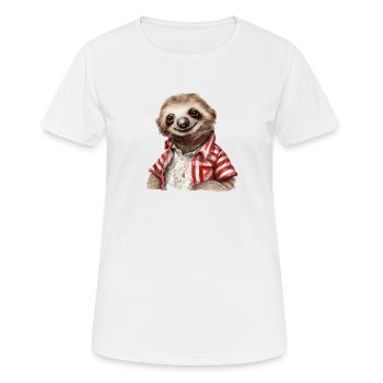 sympathique bébé paresseux avec veste rouge et blanche - T-shirt respirant Femme - blanc - Devant - AI Model Female 172 dark (172cm)