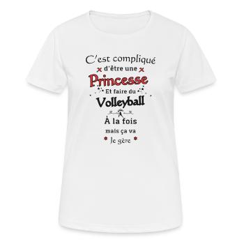 Volleyball et Princesse - T-shirt respirant Femme - blanc - Devant - AI Model Female 172 dark (172cm)