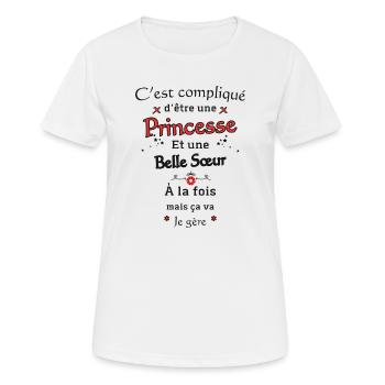 Princesse Belle Soeur - T-shirt respirant Femme - blanc - Devant - AI Model Female 172 dark (172cm)