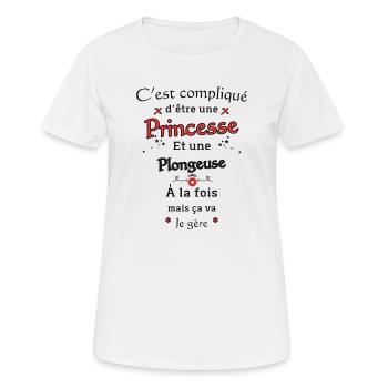 Princesse Plongeuse - T-shirt respirant Femme - blanc - Devant - AI Model Female 172 dark (172cm)