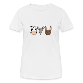 Tierkinder, Kuh, Maus und Hase - Frauen T-Shirt atmungsaktiv - Weiß - Vorne - AI Model Female 172 dark (172cm)