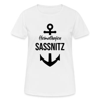 Sassnitz Heimathafen Insel Rügen MV - Frauen T-Shirt atmungsaktiv - Weiß - Vorne - AI Model Female 172 dark (172cm)