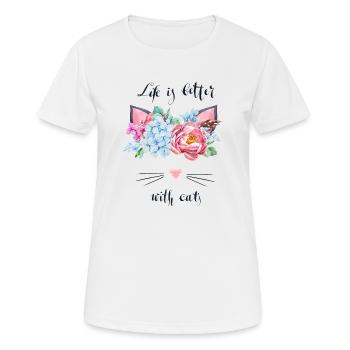 life is better with cats - Frauen T-Shirt atmungsaktiv - Weiß - Vorne - AI Model Female 172 dark (172cm)