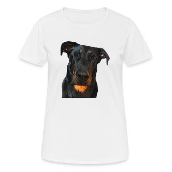 Blick auf den Beauceron - Frauen T-Shirt atmungsaktiv - Weiß - Vorne - AI Model Female 172 dark (172cm)