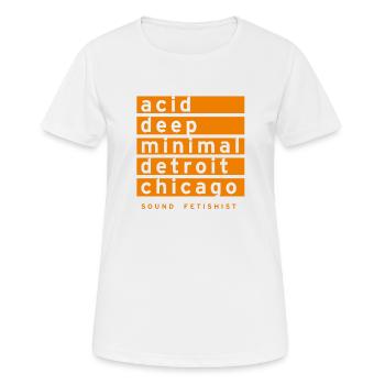 acide, profond, minimal, detroit, chicago - T-shirt respirant Femme - blanc - Devant - AI Model Female 172 dark (172cm)