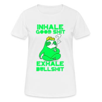 Faultier Rauchen Unkraut lustige Spruch - Frauen T-Shirt atmungsaktiv - Weiß - Vorne - AI Model Female 172 dark (172cm)
