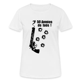 50 Jahre smoking gun Kugel Auswirkungen anniv - Frauen T-Shirt atmungsaktiv - Weiß - Vorne - AI Model Female 172 dark (172cm)