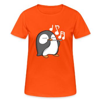 Penguin plays flute music - Women's Breathable T-Shirt - neon orange - Front - AI Model Female 172 dark (172cm)