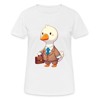 Ernsthafte Gans im Anzug mit Aktentasche - Frauen T-Shirt atmungsaktiv - Weiß - Vorne - AI Model Female 172 dark (172cm)