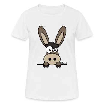 Âne drôle, mascotte - T-shirt respirant Femme - blanc - Devant - AI Model Female 172 dark (172cm)