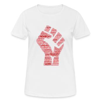 Anarchie Wortwolke - Frauen T-Shirt atmungsaktiv - Weiß - Vorne - AI Model Female 172 dark (172cm)