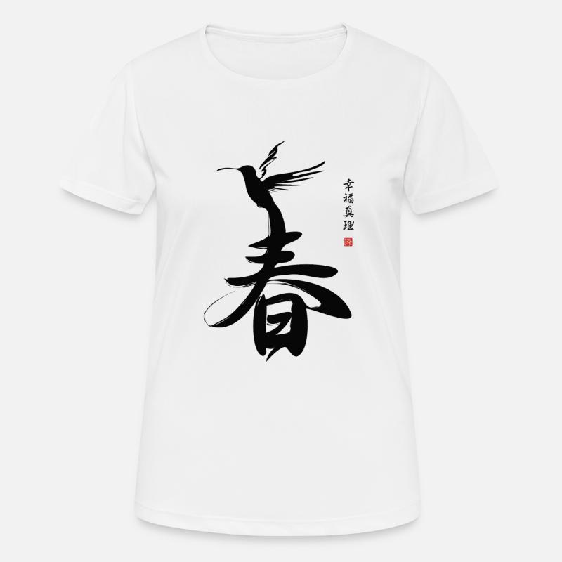 Japanske Script SPRING - Dame T-shirt svedtransporterende - hvid