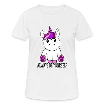 Unicorn "Soyez toujours vous" - T-shirt respirant Femme - blanc - Devant - AI Model Female 172 dark (172cm)