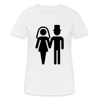 Mariée et marié / mariée Pair / Jeunes Mariés / - T-shirt respirant Femme - blanc - Devant - AI Model Female 172 dark (172cm)