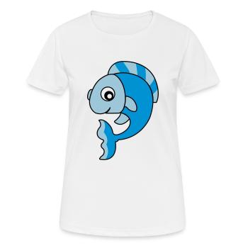 fisch_02 - T-shirt respirant Femme - blanc - Devant - AI Model Female 172 dark (172cm)