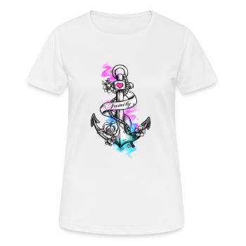Der Anker heißt Familie - Frauen T-Shirt atmungsaktiv - Weiß - Vorne - AI Model Female 172 dark (172cm)